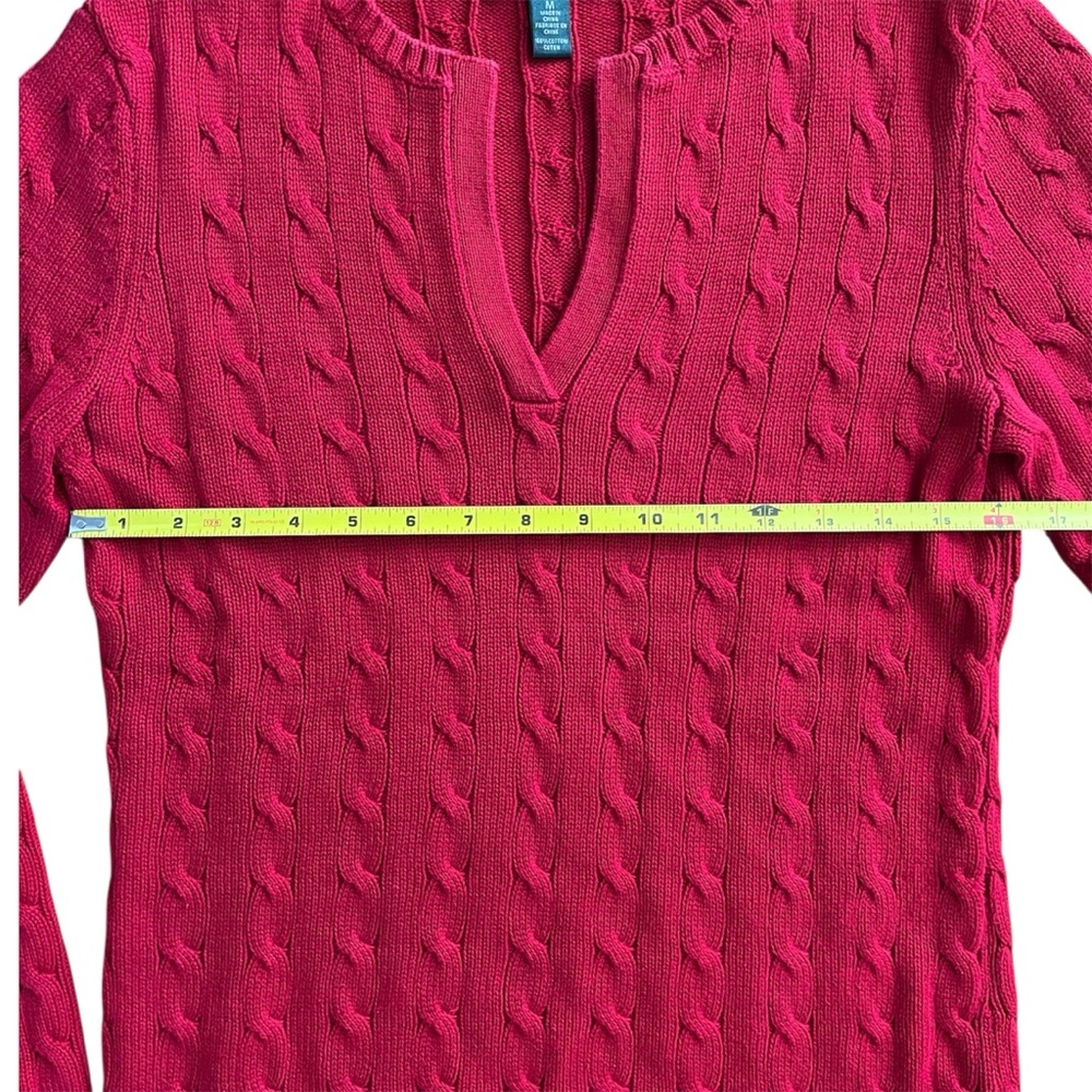 Lauren Ralph Lauren Cable-knit Sweater Cotton Red Women’s Size Medium - Picture 5 of 11